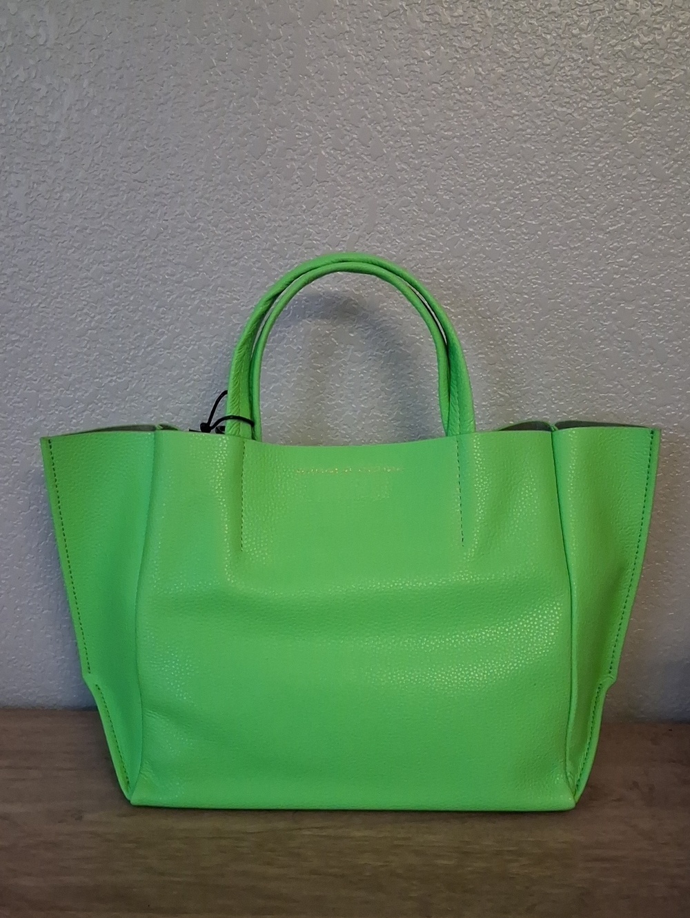 Bright Green Leather Tote Bag with Dual Handles